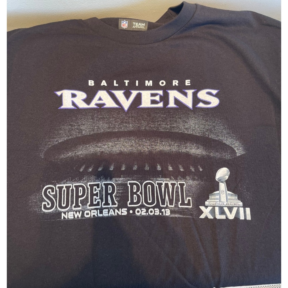 NFL Baltimore Ravens Super Bowl XLVII Shirt Mens Large Black New Orleans 2013